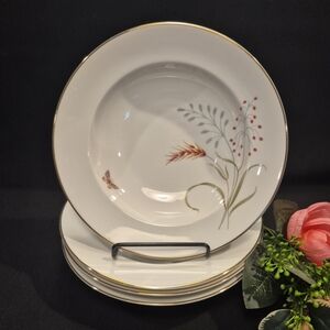 Rosenthal Rimmed Soup Bowls Aida Continental 3162 White Wheat - Set of 4